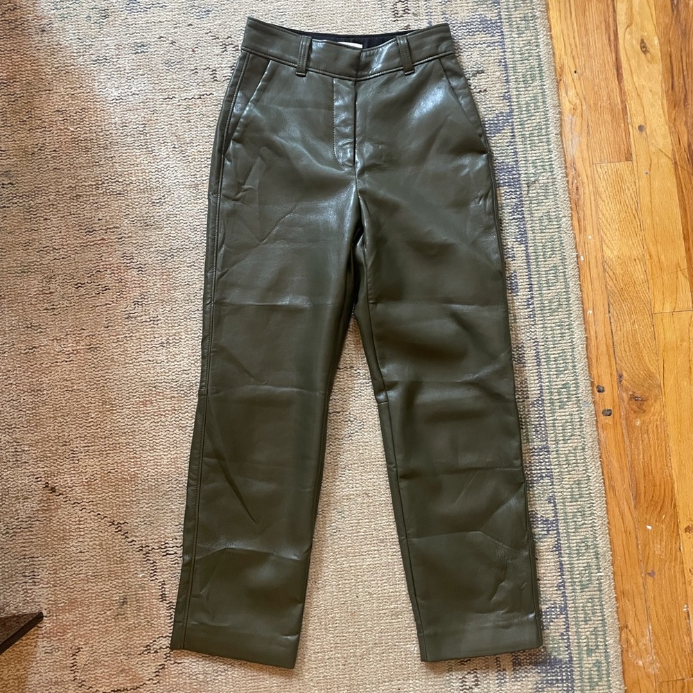 Aritzia Babaton Modesto Vegan Leather Pant Green